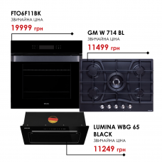 Комплект техніки Weilor: Духовка FTO6F11BK + Поверхня GM W 714 BL + Витяжка LUMINA WBG 65 BLACK