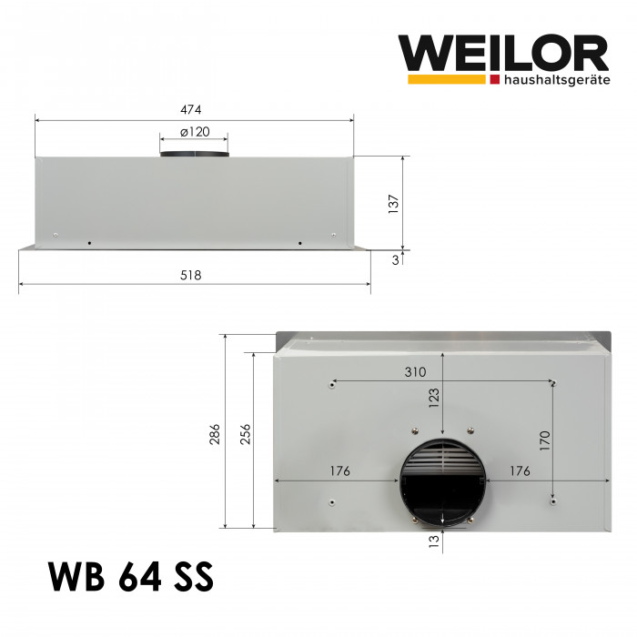 Вытяжка полновстраиваемая Weilor WB 64 SS