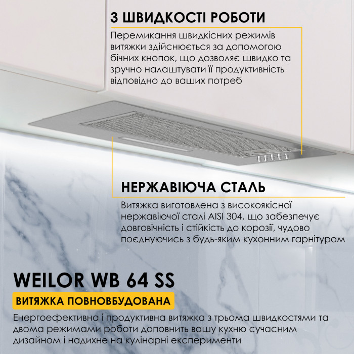 Вытяжка полновстраиваемая Weilor WB 64 SS