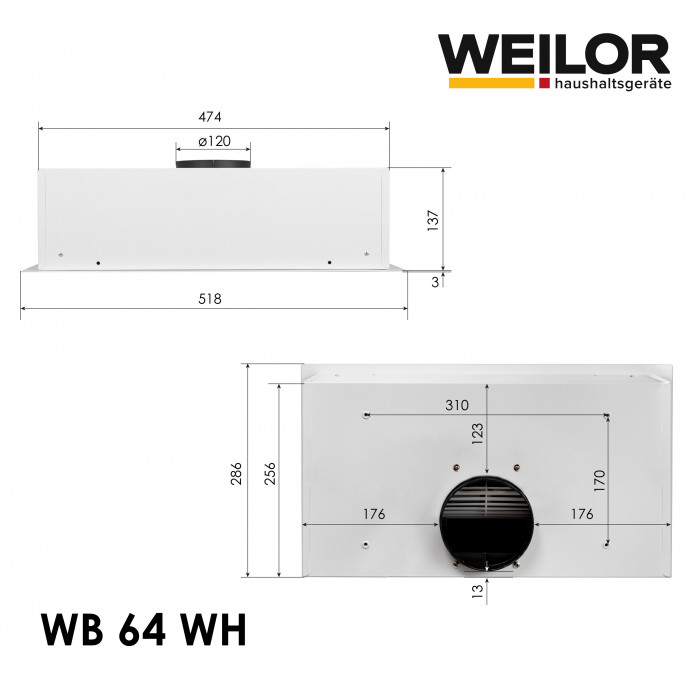 Вытяжка полновстраиваемая Weilor WB 64 WH