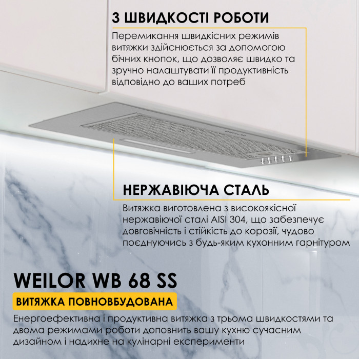 Вытяжка полновстраиваемая Weilor WB 68 SS