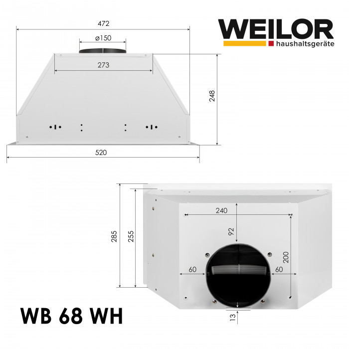 Вытяжка полновстраиваемая Weilor WB 68 WH