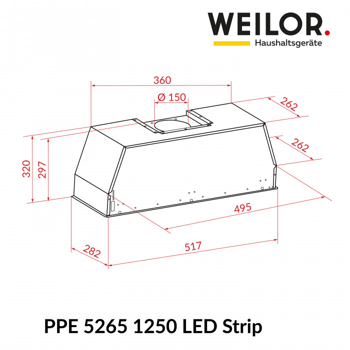 Вытяжка полновстраиваемая WEILOR PPE 5265 SS 1250 LED Strip