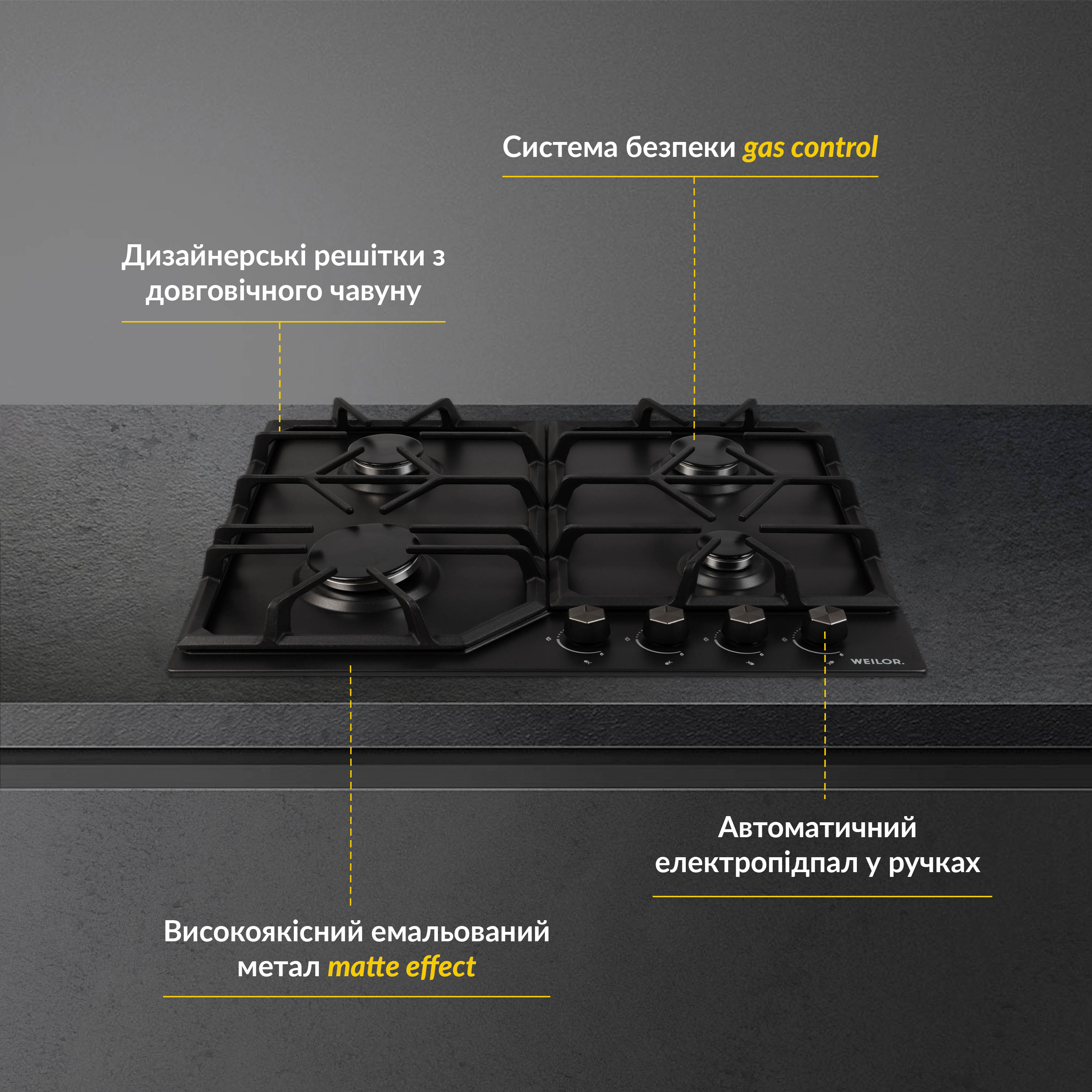 Поверхня газова на металі WEILOR GM 604 BL - зображення 2