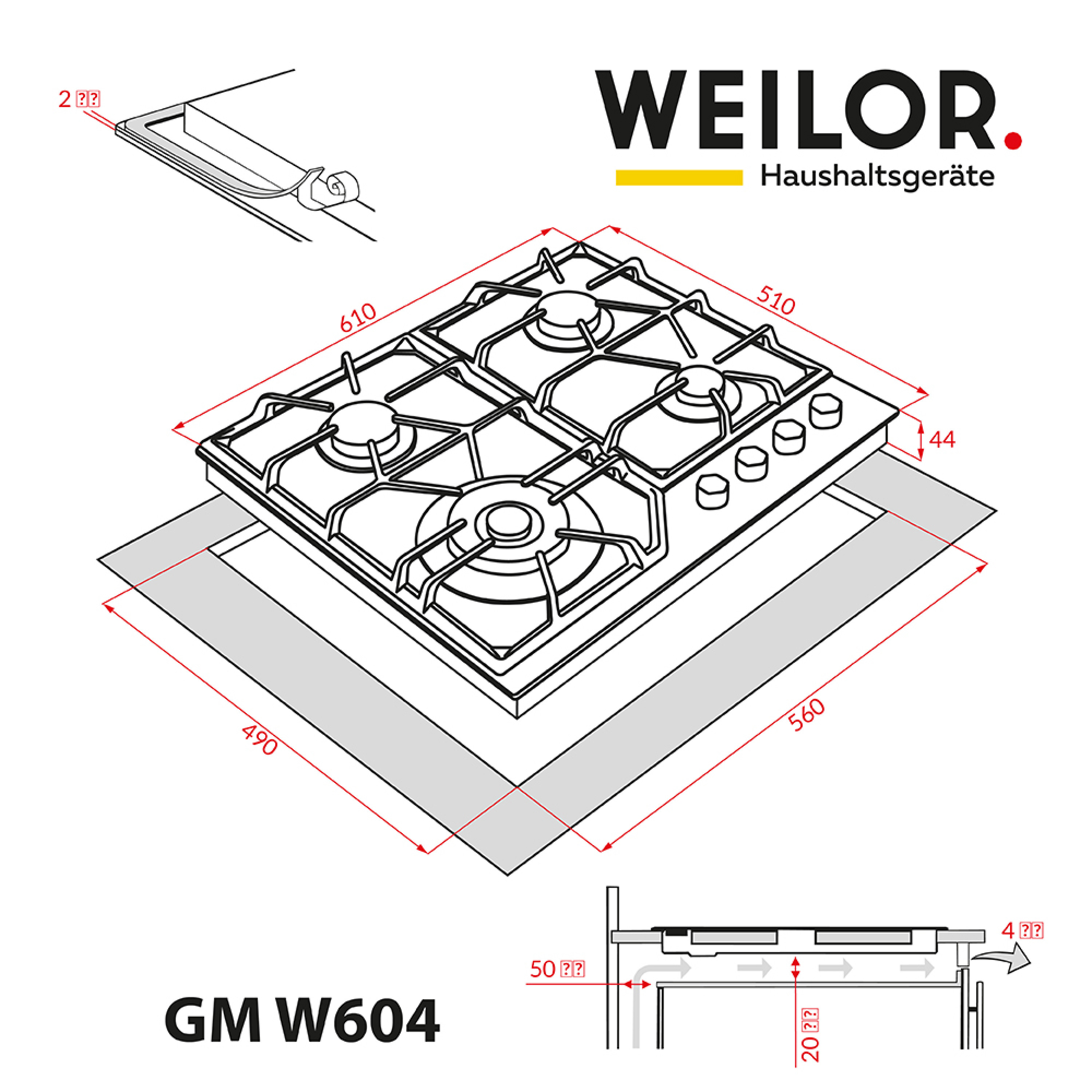 Поверхня газова на металі WEILOR GM W 604 SS - зображення 14