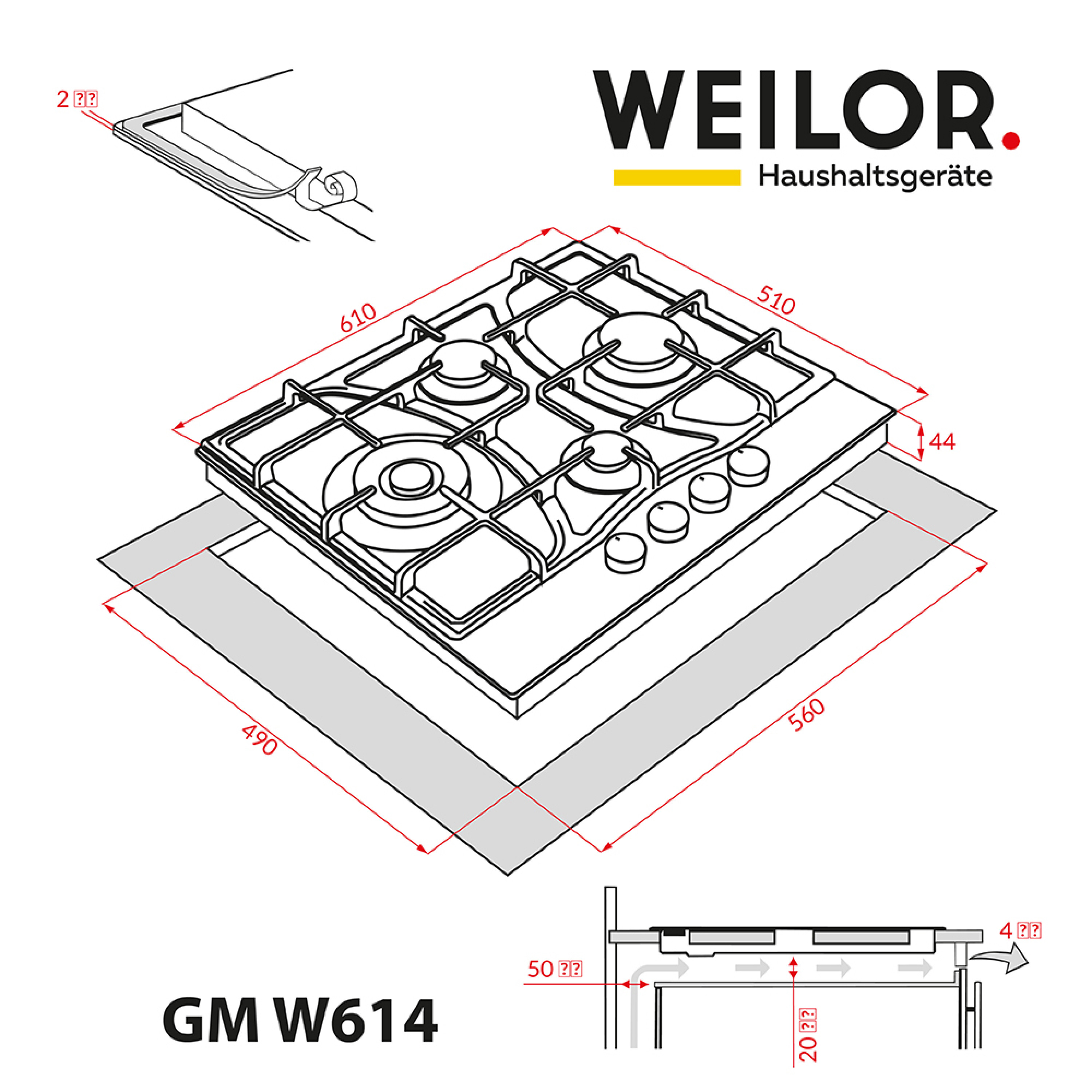 Поверхня газова на металі WEILOR GM W 614 SS - зображення 14
