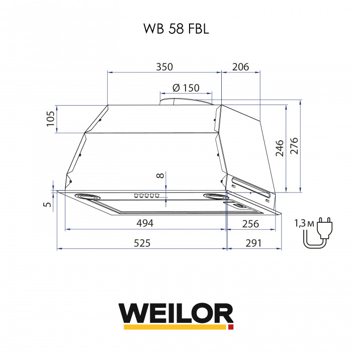 Витяжка повновбудована WEILOR WB 58 FBL