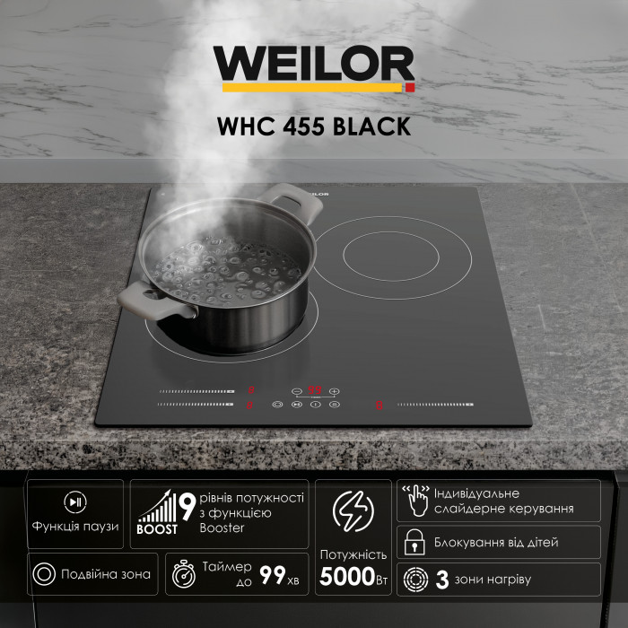 Поверхня склокерамічна WEILOR WHC 445 BLACK
