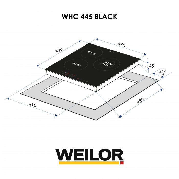 Поверхня склокерамічна WEILOR WHC 445 BLACK