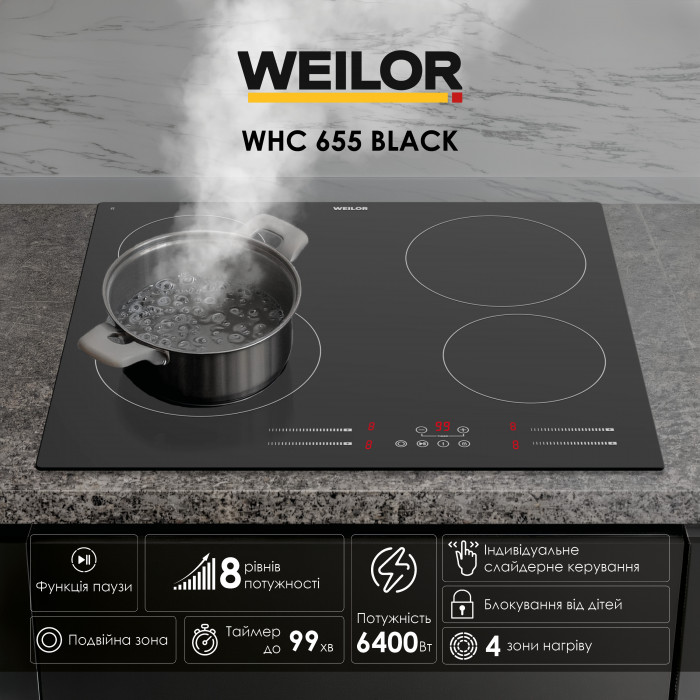 Поверхня склокерамічна WEILOR WHC 655 BLACK