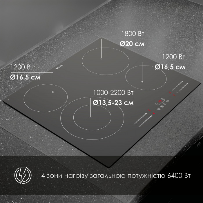 Поверхня склокерамічна WEILOR WHC 655 BLACK
