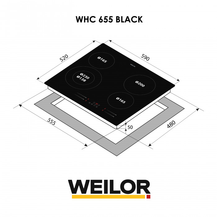 Поверхня склокерамічна WEILOR WHC 655 BLACK