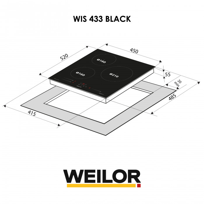 Поверхня індукційна WEILOR WIS 433 BLACK