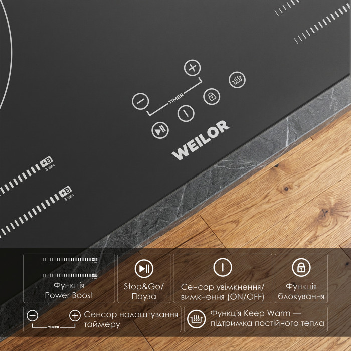 Поверхня індукційна WEILOR WIS 643 BLACK NanoProtect