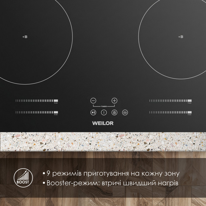 Поверхня індукційна WEILOR WIS 643 BLACK NanoProtect