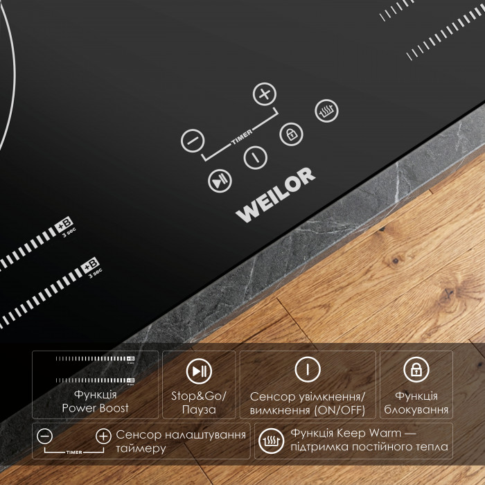 Поверхня індукційна WEILOR WIS 643 BLACK