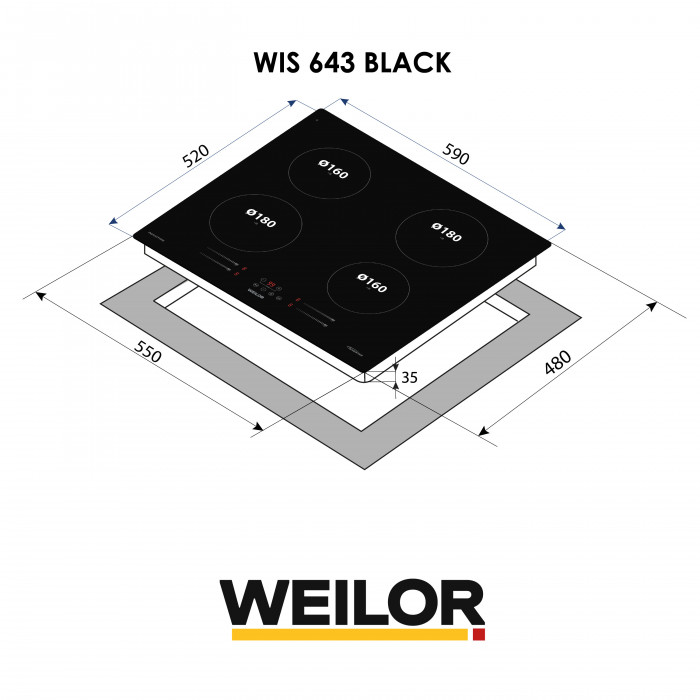 Поверхня індукційна WEILOR WIS 643 BLACK
