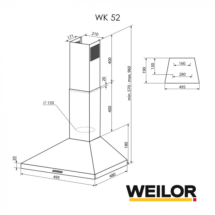 Витяжка купольна WEILOR WK 52 BL