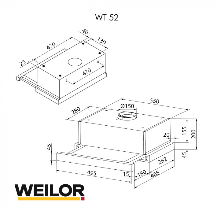 Витяжка телескопічна WEILOR WT 52 WH
