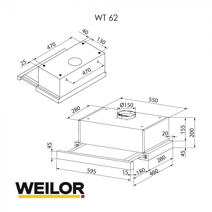 Витяжка телескопічна WEILOR WT 62 SS